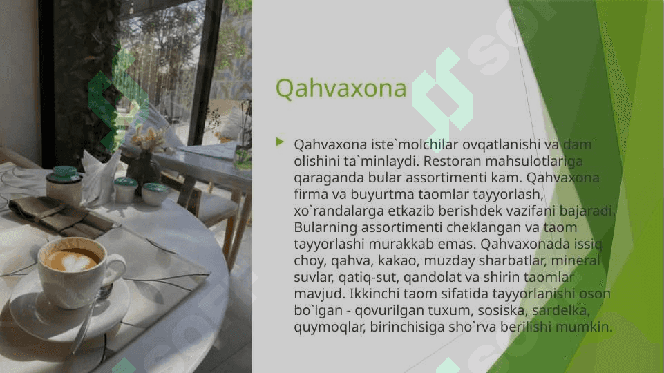 MAVZU: Ovqatlanish korxonalarining turlari 3