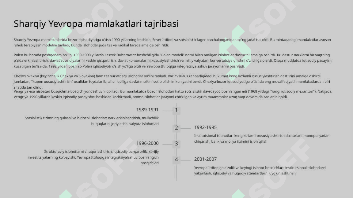 Bozor iqtisodiyotiga o'tish davri barcha mamlakatlarga xos umumiy jarayoni 4