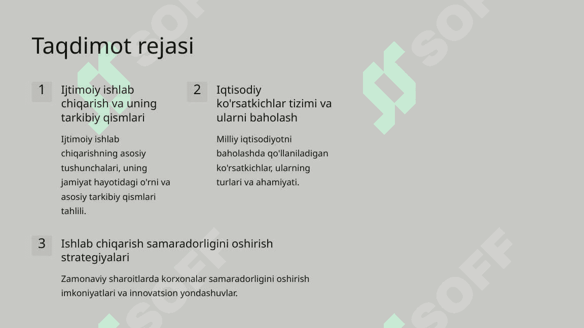 IJTIMOIY ISHLAB CHIQARISH, IQTISODIY KO'RSATKICHLAR VA ISHLAB CHIQARISH SAMARADORLIGI 2