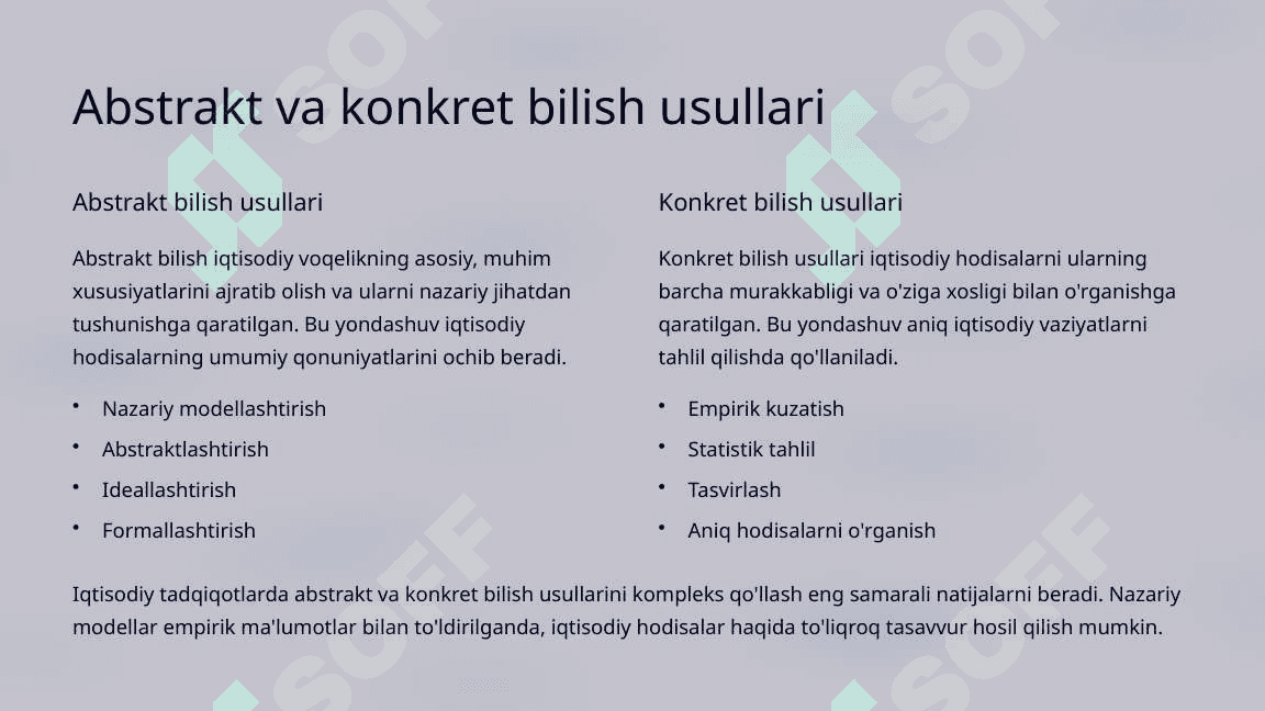 Iqtisodiy hodisa va jarayonlarni bilish usullari 4