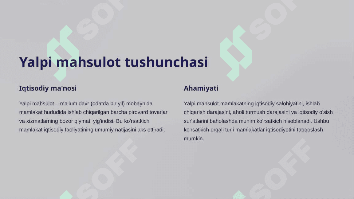 Ishlab chiqarilgan yalpi mahsulot va uni o'lchash usullari 3