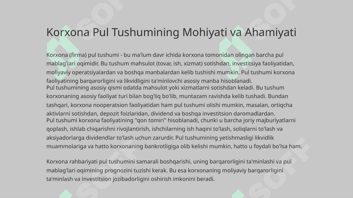 Korxona (firma)ning Pul Tushumi va Foydasi Xarajat va Daromadlar Egri Chizig'i 3