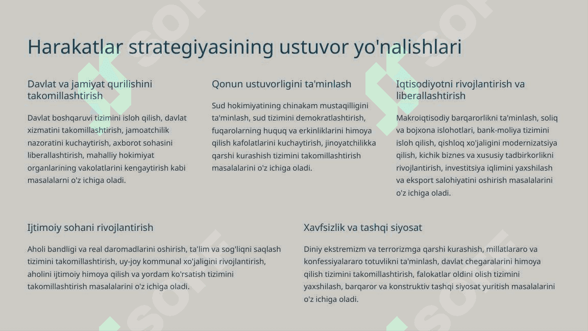 Mamlakatni modernizatsiyalash jarayonining 2017-2021 yillarda rivojlantirishning ustuvor yo'nalishlari 3