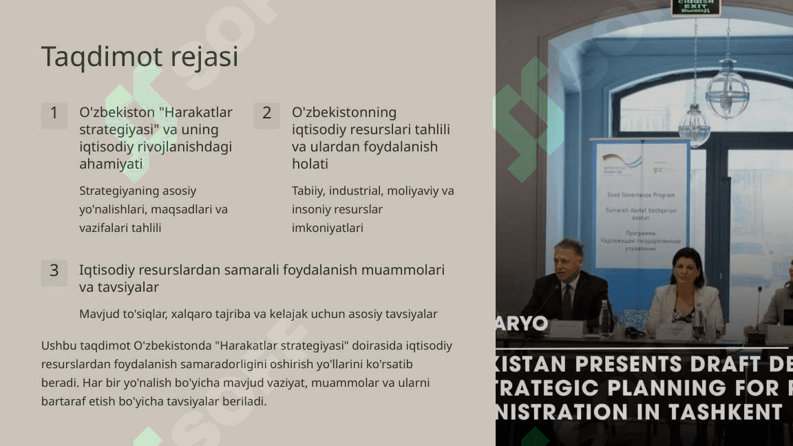 O'zbekistonda Harakatlar strategiyasi va iqtisodiy resurslardan samarali foydalanish muammolari 2