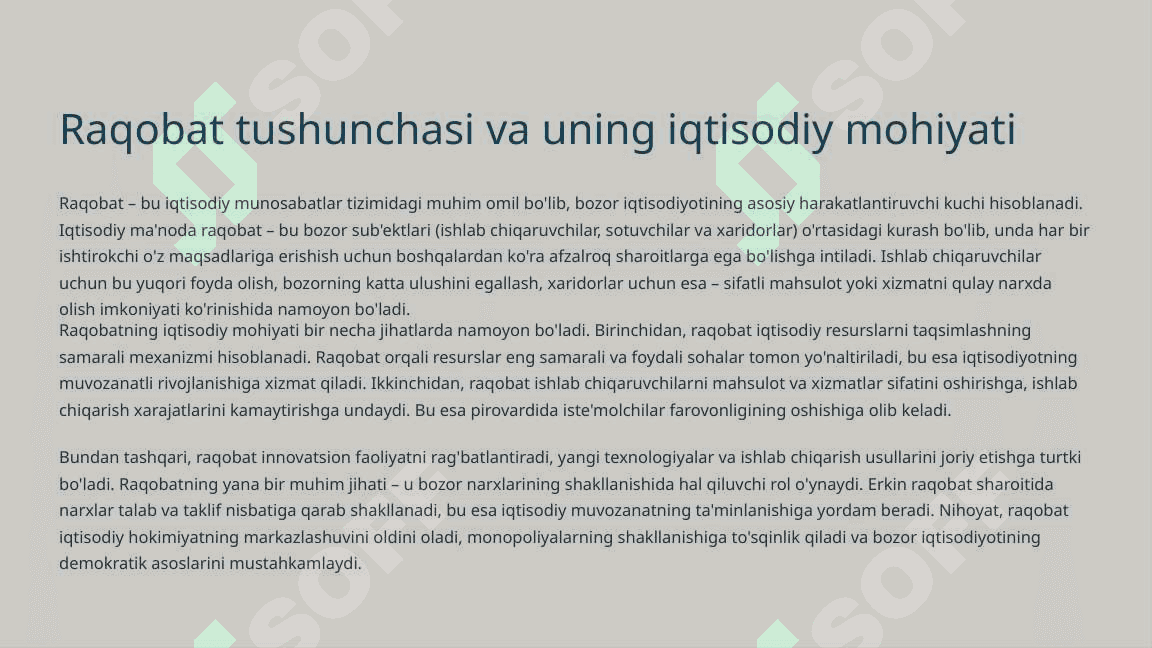 Raqobatning ob'ektiv asoslari va uning mohiyati 3