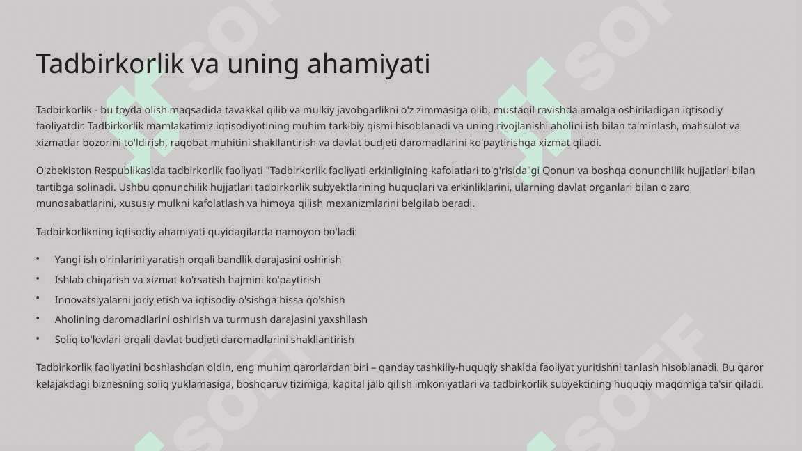 Tadbirkorlikning tashkiliy shakllari 3