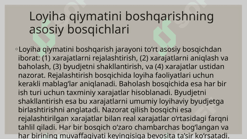 Loyiha qiymatini boshqarish 3