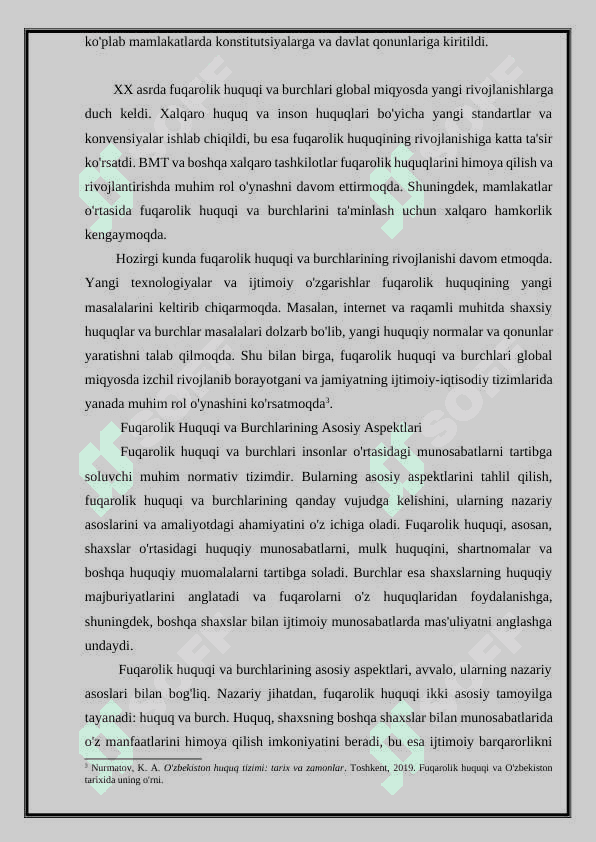 Fuqorolik huquq va burchlarining vujudga kelishi, asoslari hamda nazariy jihatdan tahlili 6