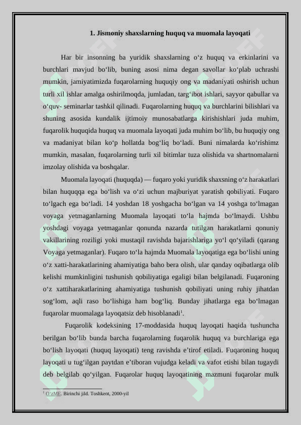 Fuqarolarning huquq layoqatining mohiyati  hamda amaliyotdagi roli. 4