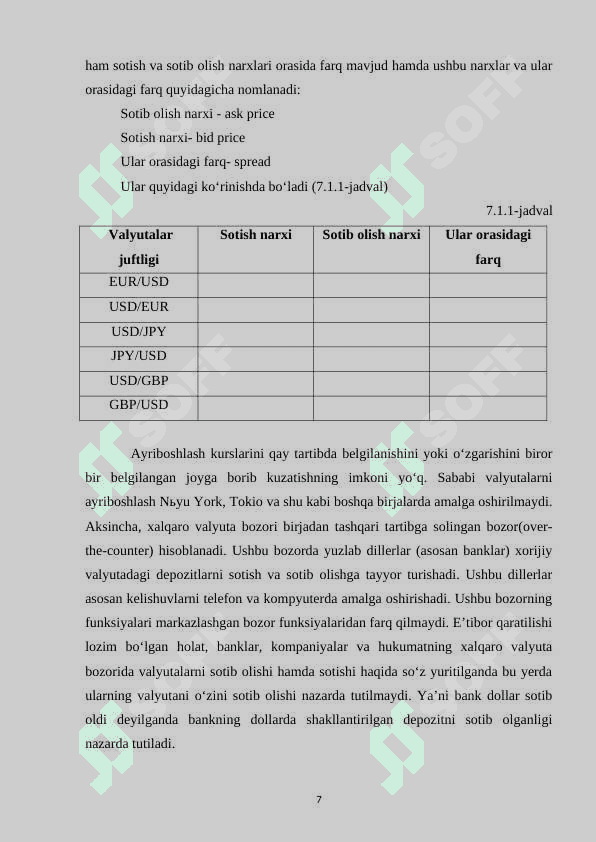 Jaxon bozori. Xalqaro valyuta va kredit munosabatlari 7