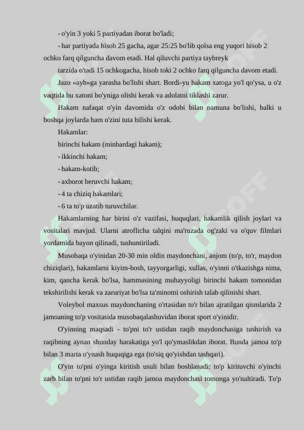 Musobaqa qoidalari, hakamlar va hakamlik qilish uslubiyati 7