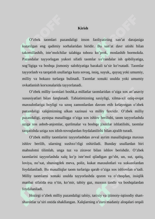 O'ZBEK MILLIY TAOMLARI 2