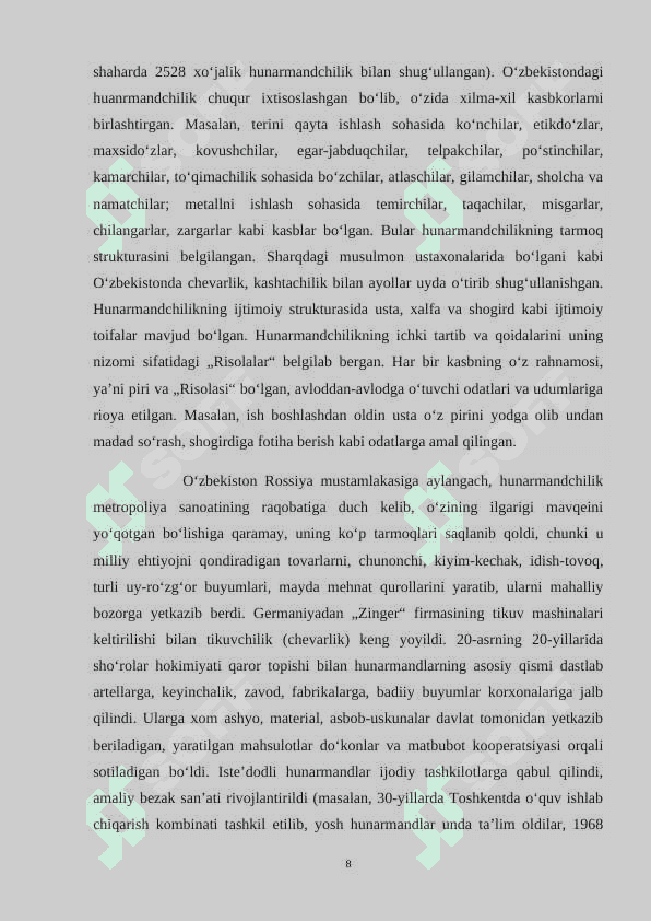 O'quvchilarga milliy xalq  hunarmandchilik texnologiyasi mavzusini  o'qitishda klasstr  metodidan foydalanish 8