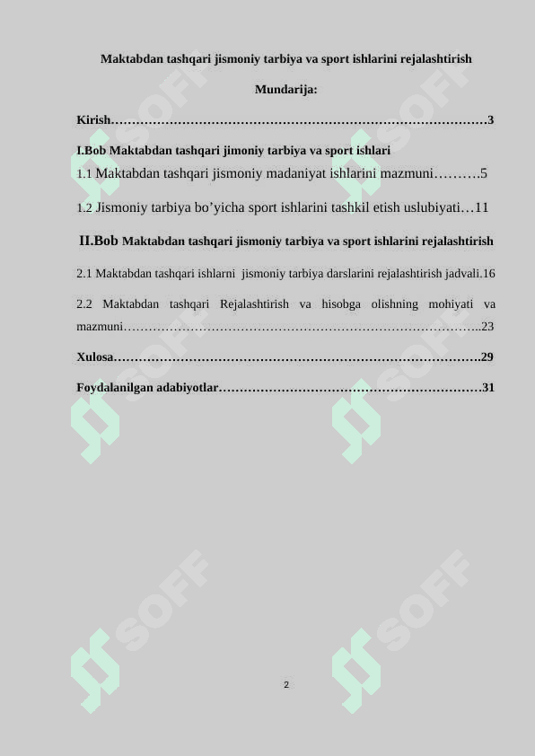 Maktabdan tashqari jismoniy tarbiya va sport ishlarini rejalashtirish 2