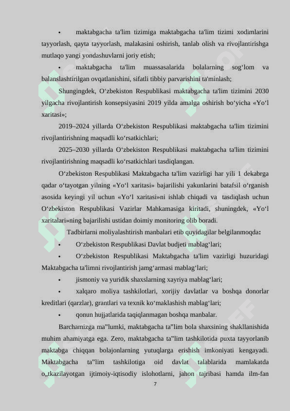 MAKTABGACHA  TA’LIM  TIZIMINI  2030-YILGACHA  RIVOJLANTIRISH KONSEPSIYASINING  MAZMUN  VA  MOHIYATI 7