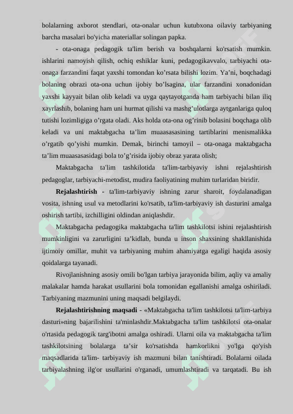 MAKTABGACHA TA’LIM TASHKILOTINING OILA BILAN ISHLASH SHAKLLARI 7