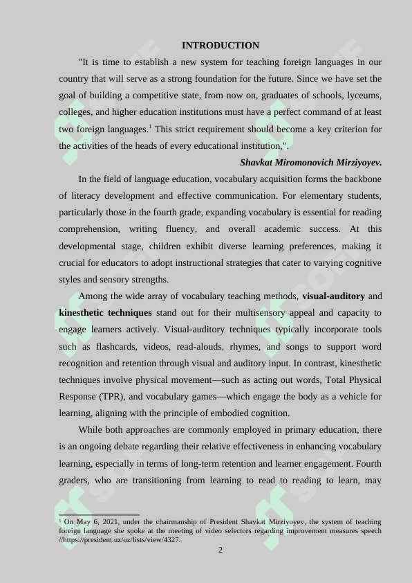 COMPARATIVE ANALYSIS OF VISUAL AUDITORY AND KINESTHETIC TECHNIQUES IN VOCABULARY INSTRUCTION FOR 4TH GRADERS 2