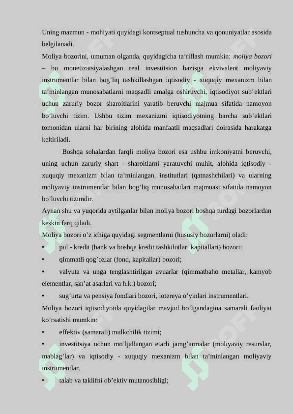 Moliya mexanizmi, uning tarkibiy qismlari, elementlari va moliyaviy siyosatini amalga oshirishdagi ro’li 8