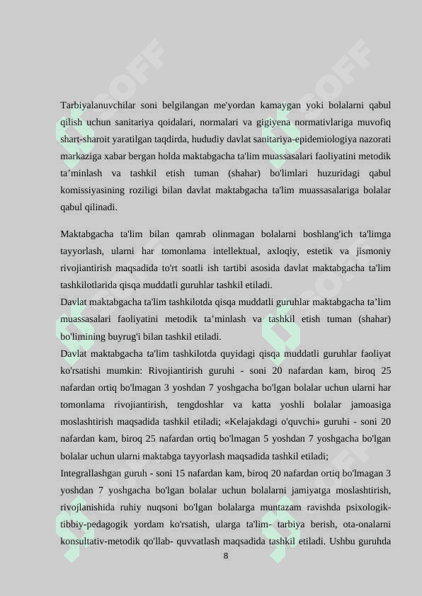 Maktabgacha ta’limni boshqarishning nazariy asoslari 8