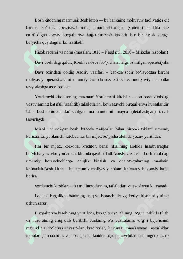 BOSH VA YORDAMCHI KITOBLARNING MAZMUNI 2
