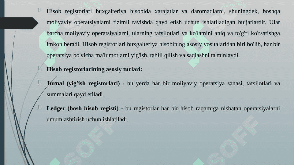 HISOB REGISTORLARI VA ULARNING BUXGALTERIYA HISOBIDAGI O'RNI 3