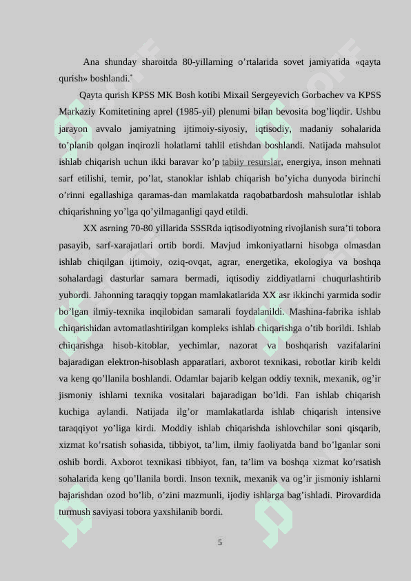 Mustaqillikka erishish arafasida O‘zbekistondagi ijtimoiy-siyosiy jarayonlar 5