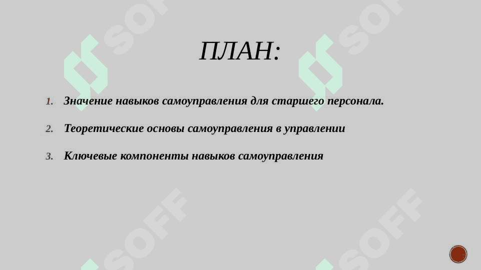 Развитие навыков самоуправления у старшего персонала. 2