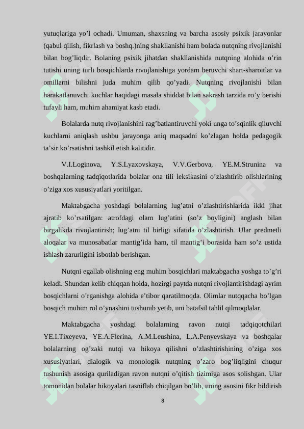 Nutq o‘stirishning psixolingvistik va ta'limiy asoslari 8