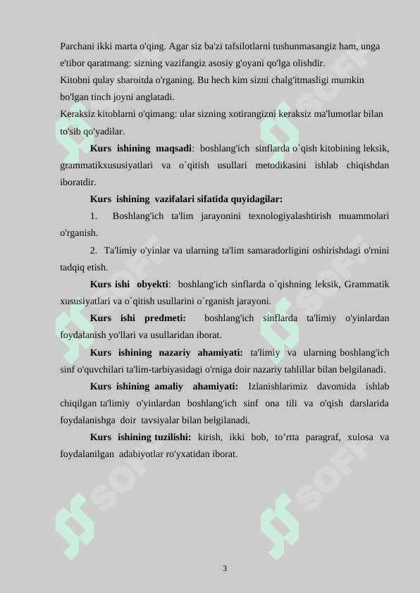 O`QISH KITOBINING LEKSIK, GRAMMATIK XUSUSIYATLARI VA O`QITISH USULLARI. 3