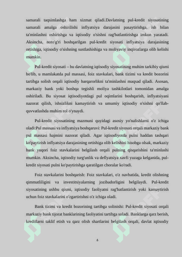 DAVLATNING PUL KREDIT SIYOSATI MAQSADI VA DASTAKLARI 6