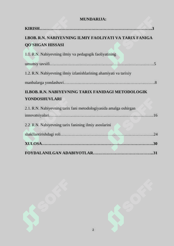 R.N.NABIYEVNING TARIX FANINING RIVOJLANISHIGA QO'SHGAN HISSASI 2