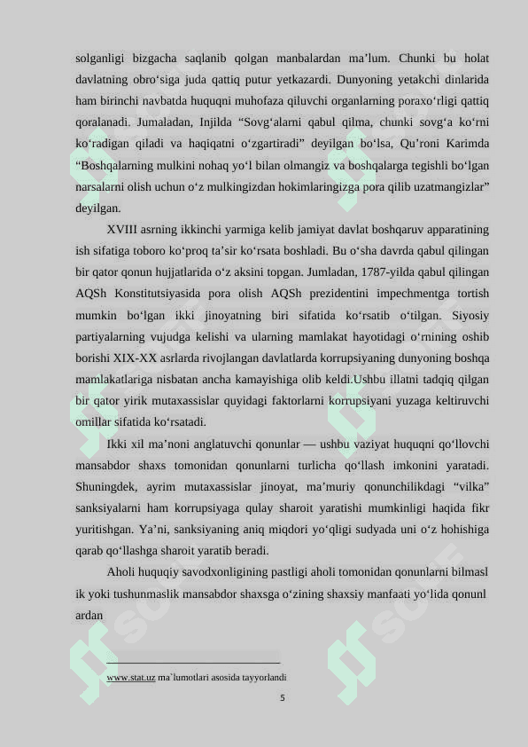 O‘ZBEKISTON RESPUBLIKASI “KORRUPSIYAGA QARSHI KURASHISH TO‘G‘RISIDA”GI QONUNNING MAZMUN-MOHIYATI, AHOLINING HUQUQIY ONGI VA HUQUQIY 5