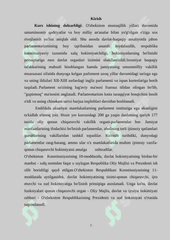 O‘zbekiston Respublikasi Oliy Majlisining shakllantirilishi 2