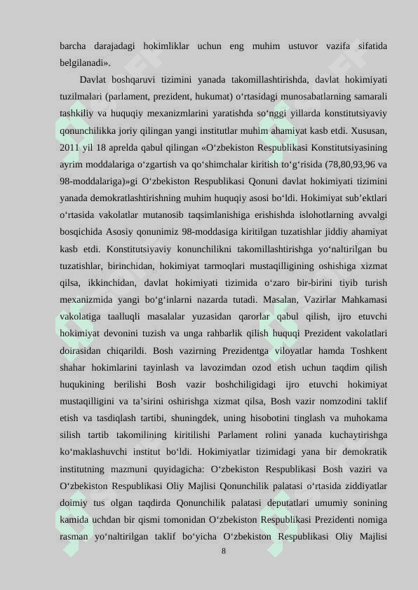 O‘zbekiston Respublikasida ijtimoiy sohada amalga oshirilayotgan islohotlar va ularning ahamiyati 8