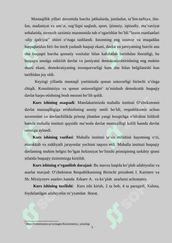 O‘zbekiston Respublikasida mahalla institutining tashkil topishi                                    nnnnnn 3