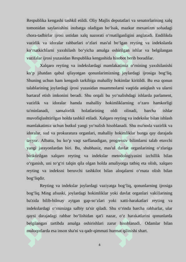 O‘zbekiston Respublikasining xalqaro reyting va indekslardagi o‘rni va nufuzining ortib borishi 6