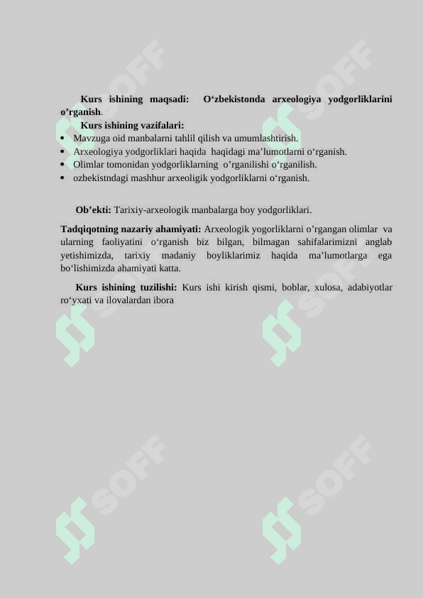 O‘zbekistonda arxeologiya yodgorliklarini o’rganish. 6