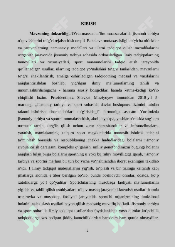 O’RTA MAXSUS TA’LIM MUASSASALARIDA JISMONIY TARBIYA BO’YICHA O’QUV ISHLARINI REJALASHTIRISH. 2