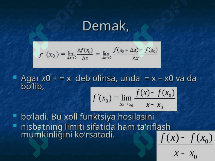 Funksiya hosilasi va uning tadbiqlari 5
