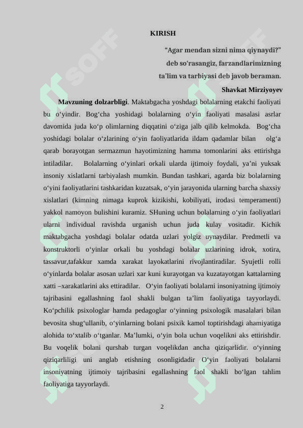 O’YIN VA O’YINLARNI TASHKIL ETISH METODIKASI 2