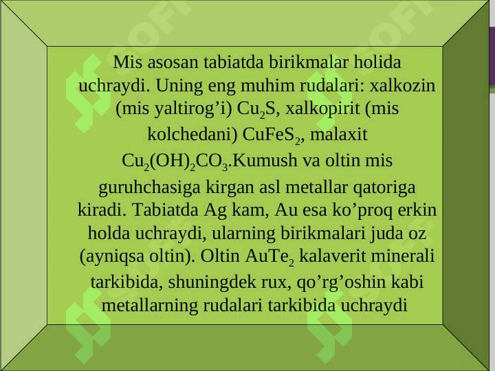 DAVRIY SISTEMANING  I B GURUH ELEMENTLARI 6