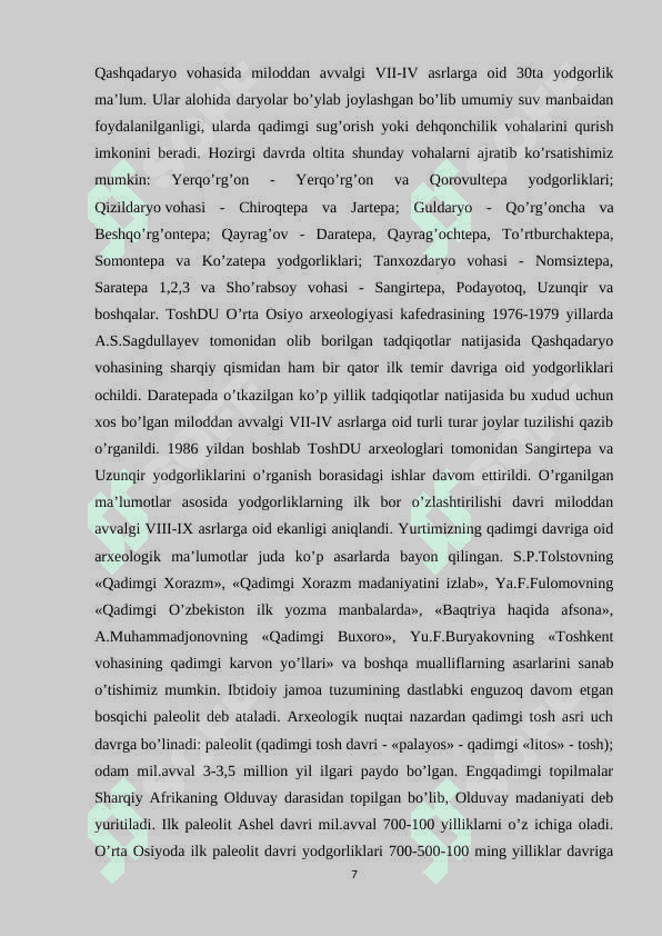 O’ZBEKISTONDA DASTLABKI ETNOGRAFIK TATQIQOTLAR VA ULARNING NATIJALARI 7