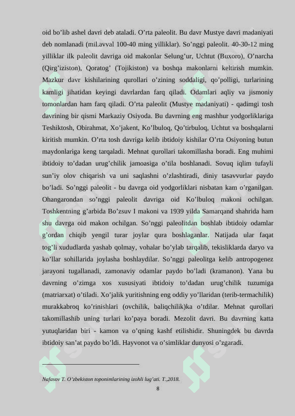 O’ZBEKISTONDA DASTLABKI ETNOGRAFIK TATQIQOTLAR VA ULARNING NATIJALARI 8