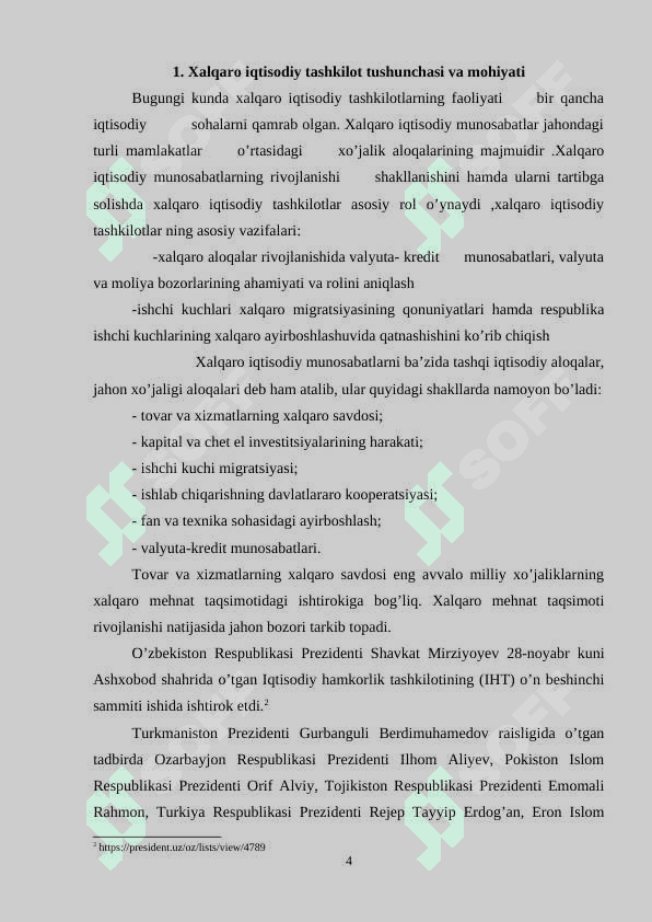 O’zbekistonning xalqaro iqtisodiy tashkilotlar bilan hamkorligi 4