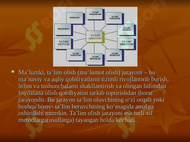 Ta'lim jarayonini loyihalashtirishning o'ziga xosligi 2