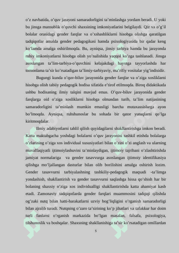 OILAVIY MUNOSABATLARNING GENDER TENGLIGI 5