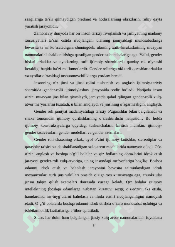 OILAVIY MUNOSABATLARNING GENDER TENGLIGI 8