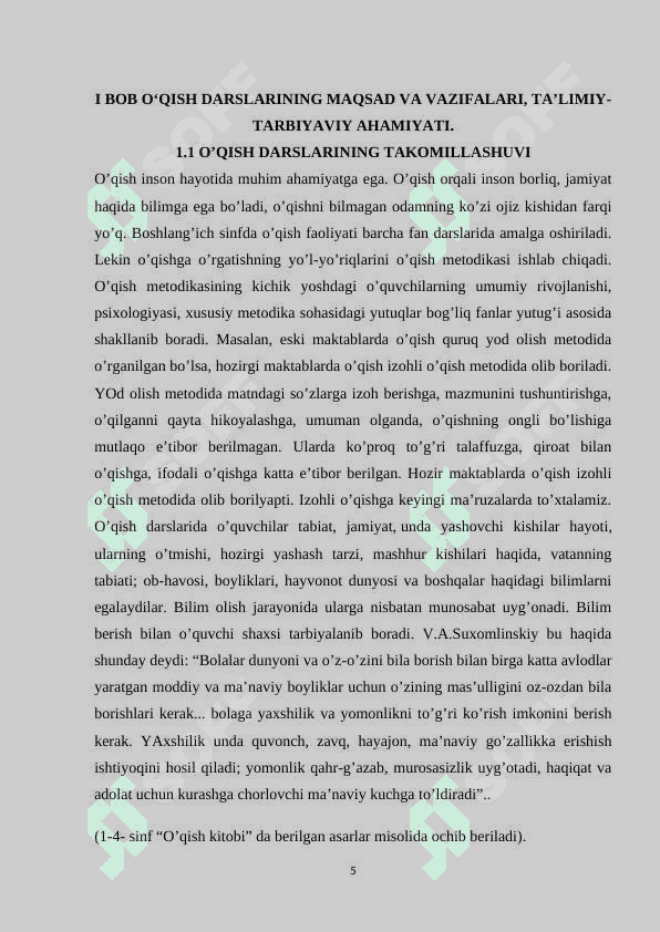 o'qish darslarida maktab o'quvchilarining o'qish ko'nikmalarini takomillashtirish 5