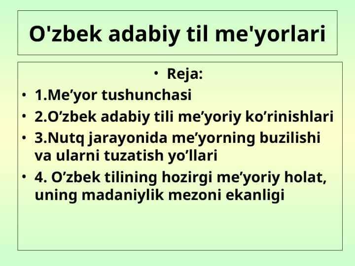 O'zbek adabiy til me'yorlari
