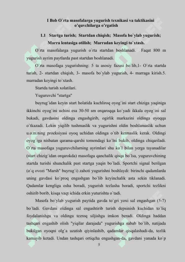 O'quvchilarga o'rta masofaga yugurish texnika va taktikasini o'rgatishning o'ziga xos xususiyati 5